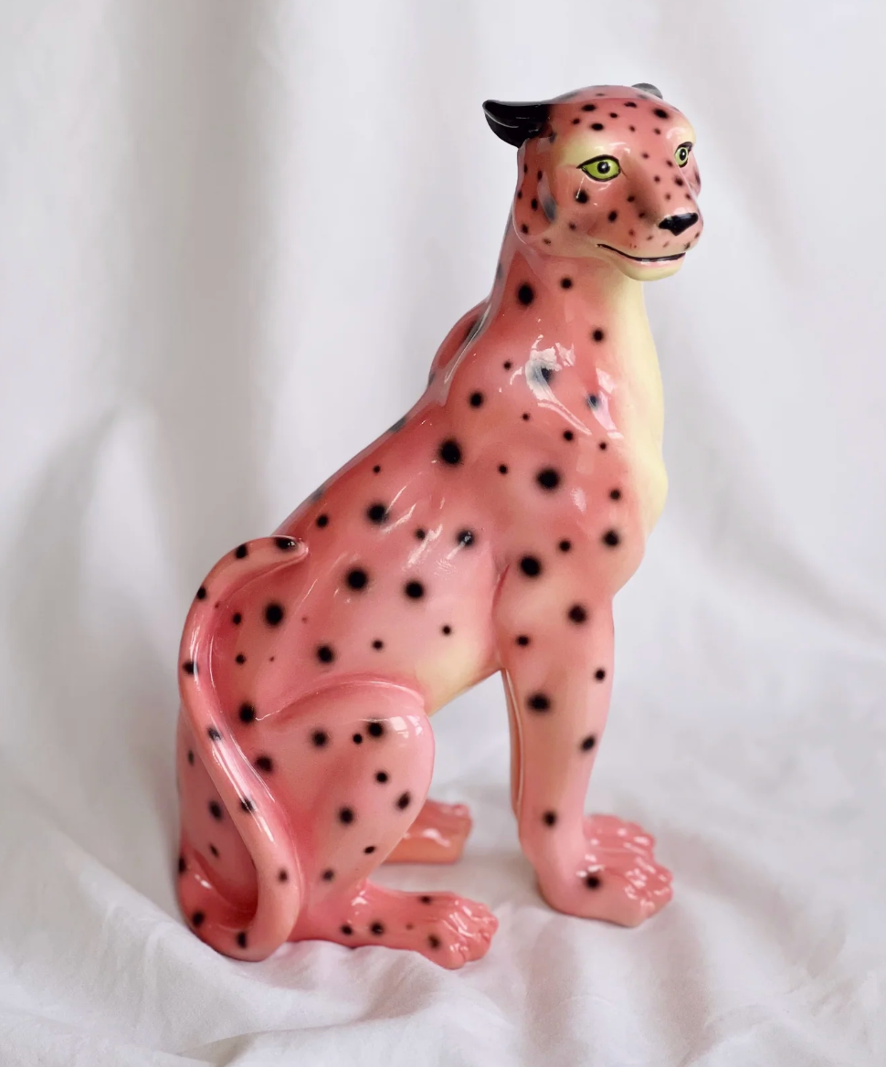 Pink Leopard Statue
