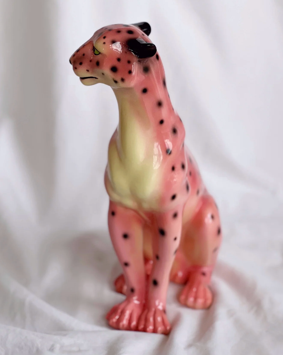Pink Leopard Statue