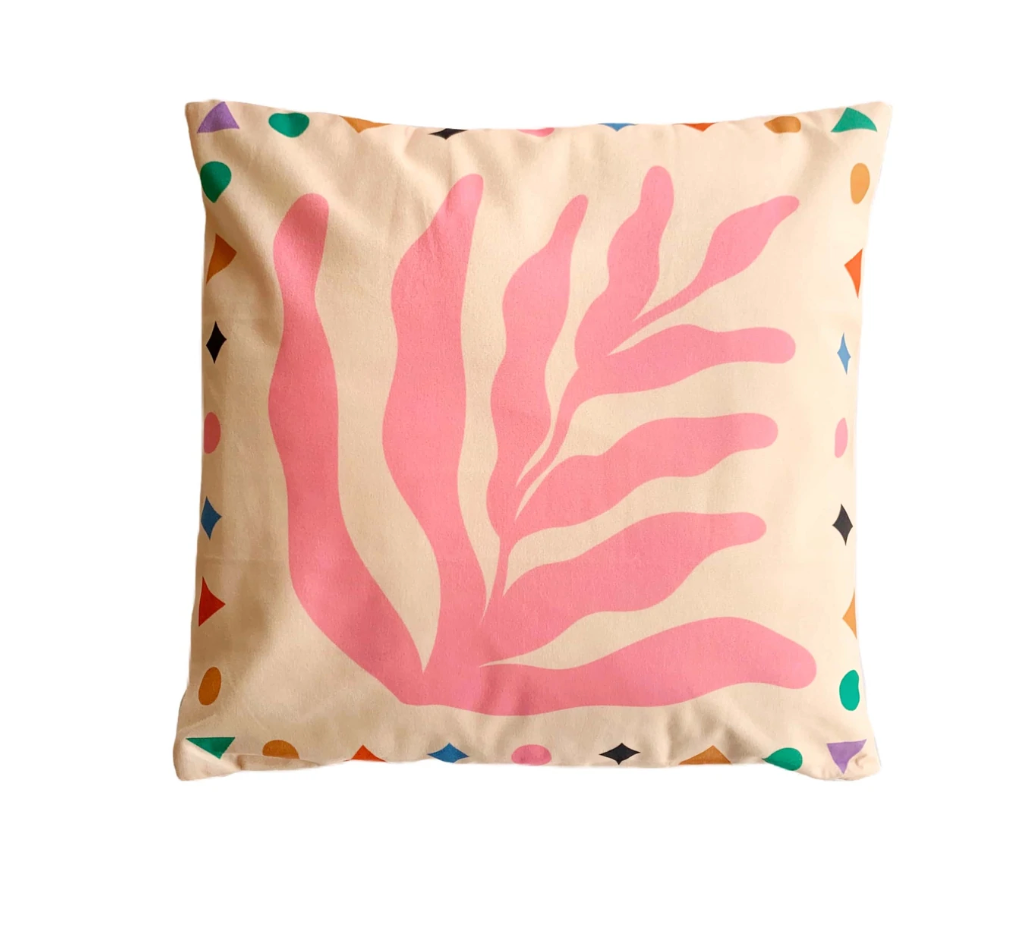 Pink Leaf Cushion